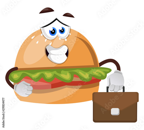 Burger with suitcase illustration vector on white background.