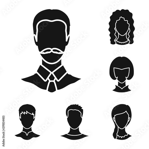 Vector illustration of character and profile logo. Collection of character and dummy stock symbol for web.