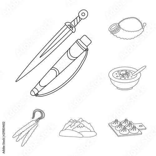 Vector illustration of traditions and national sign. Set of traditions and sightseeing stock vector illustration.