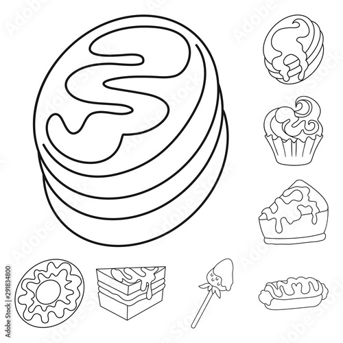 Vector design of sweet and product sign. Set of sweet and caramel stock vector illustration.