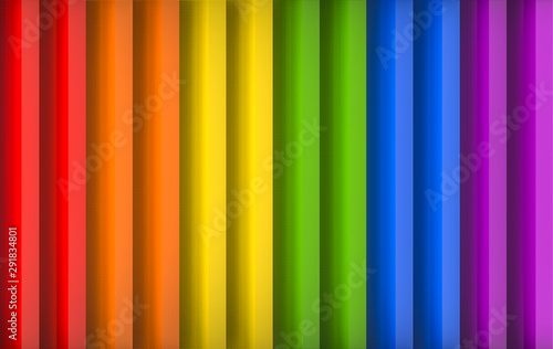 3d rendering. Parallel LGBT vertical ranbow panel wall design background.
