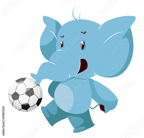 Elephant with football illustration vector on white background.