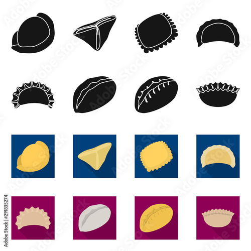 Vector illustration of products and cooking icon. Set of products and appetizer stock symbol for web.