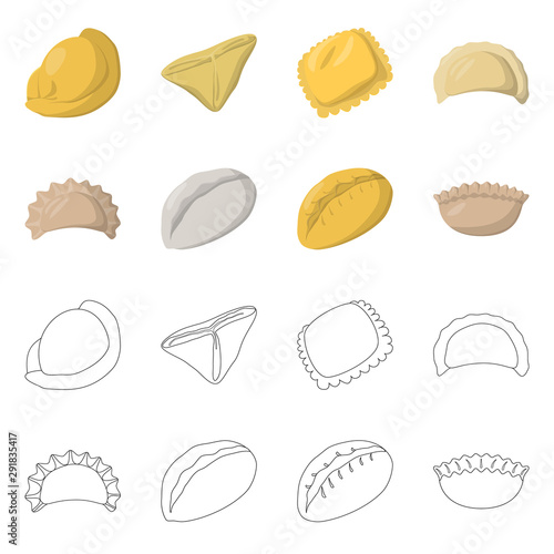 Isolated object of products and cooking sign. Set of products and appetizer stock vector illustration.