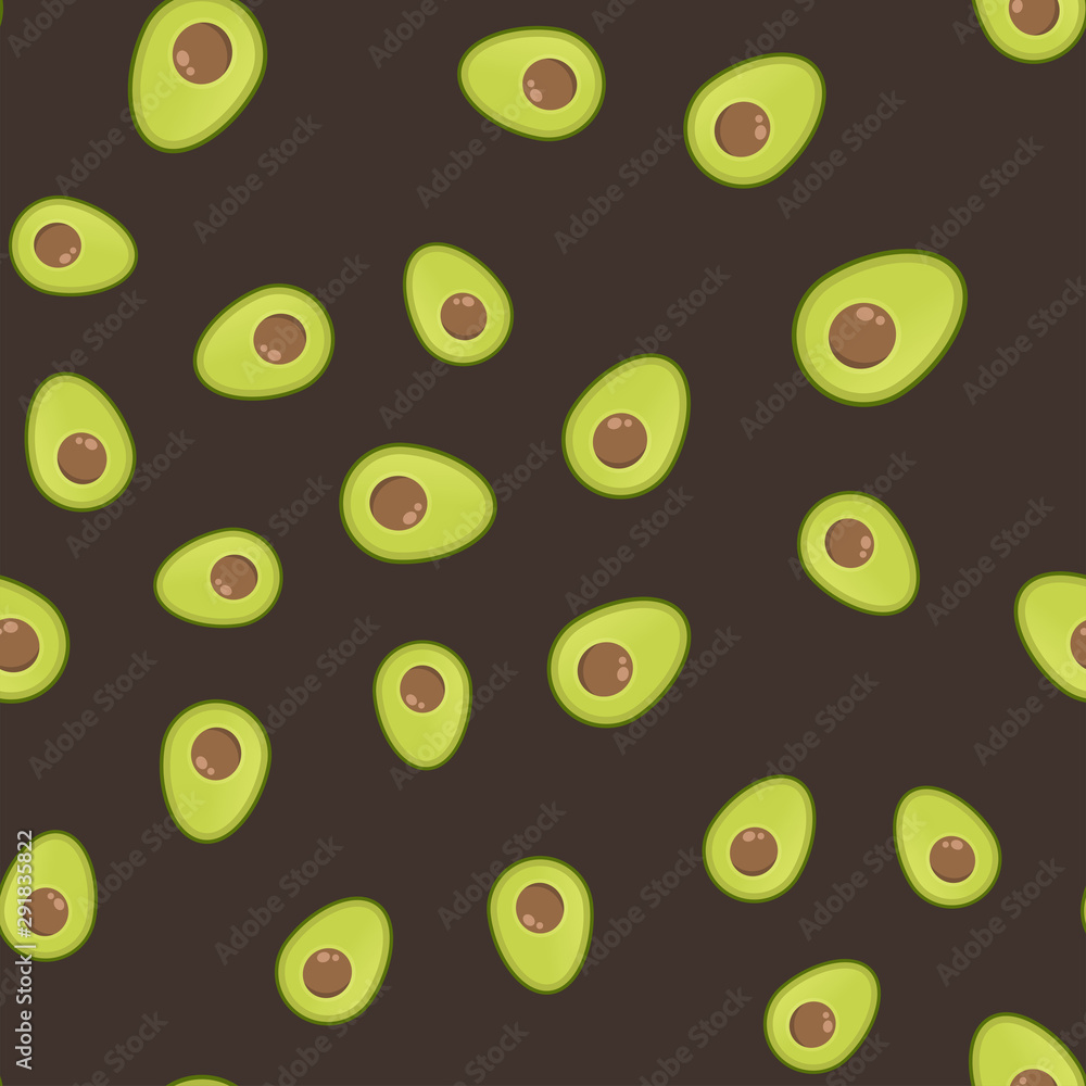Avocado seamless pattern. Flat vector illustration texture pattern. Avocado seamless pattern. Flat vector illustration texture pattern.