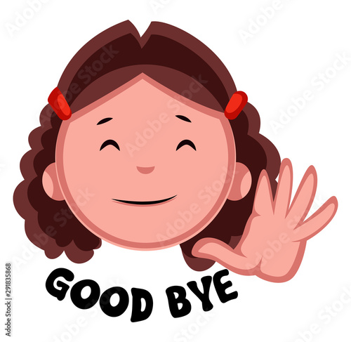 Girl saying good bye illustration vector on white background.