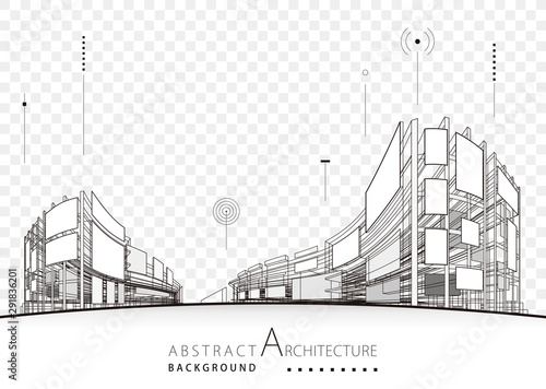 Architecture building construction urban 3D architecture design background. 