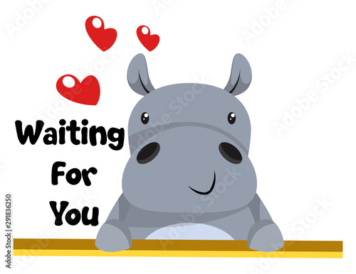 Hippo in love illustration vector on white background.