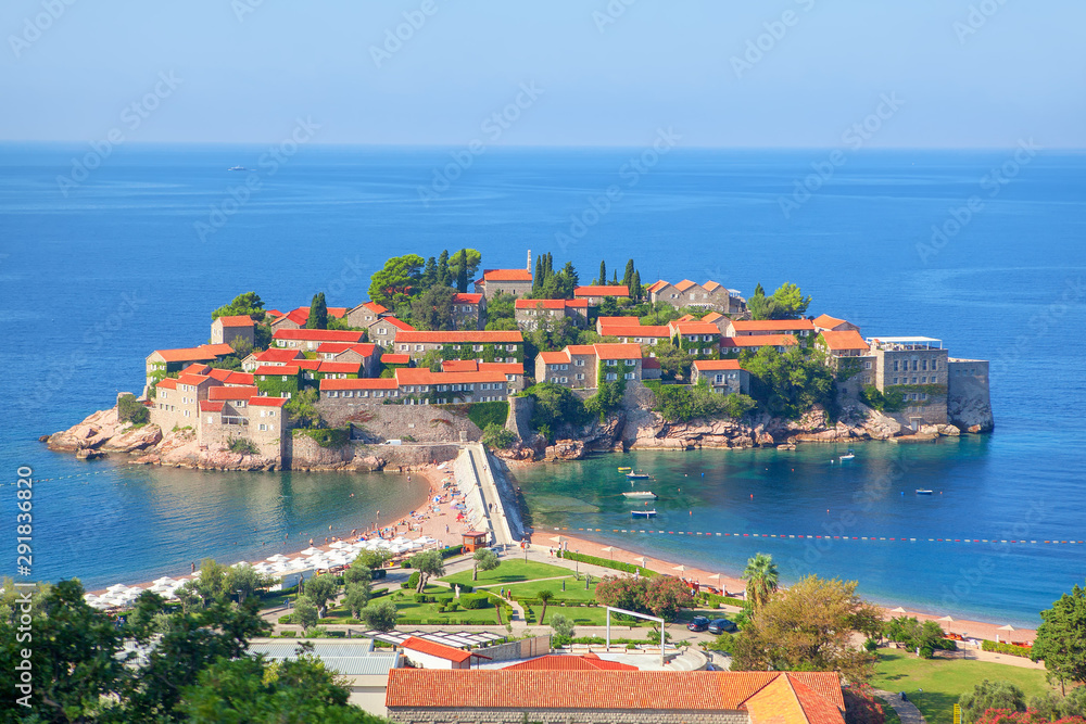  Sveti Stefan famous island in Adriatic Sea , Montenegro 