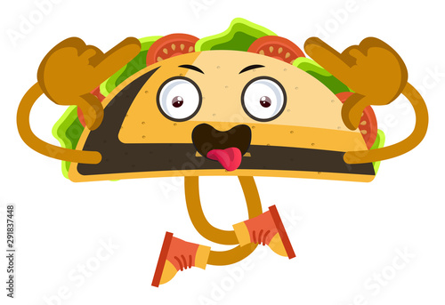 Taco is crazy, illustration, vector on white background.