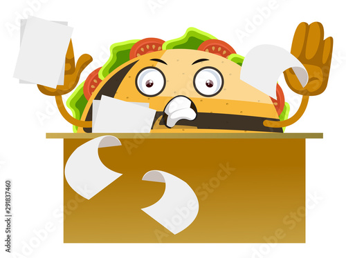 Taco working, illustration, vector on white background.