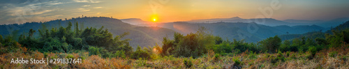 Picture panoramic view of morning sunrise over at mountain  nature background