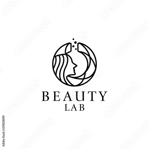 beauty lab with line art logo vector icon ilustration