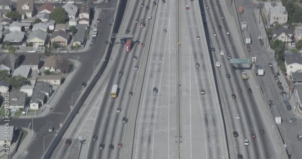 Aerial shot, day, top down view of la highway, drone Aerial shot, day, top down view of la highway, drone