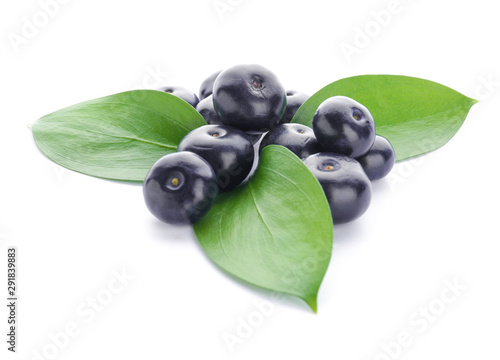 Fresh acai berries on white background photo