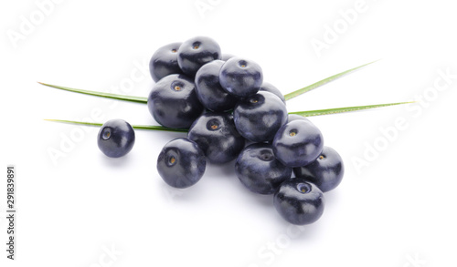 Fresh acai berries on white background