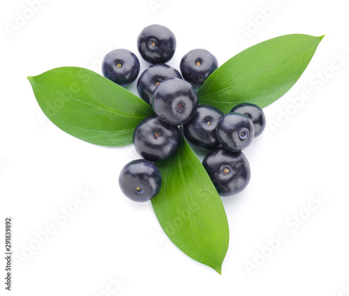 Fresh acai berries on white background photo