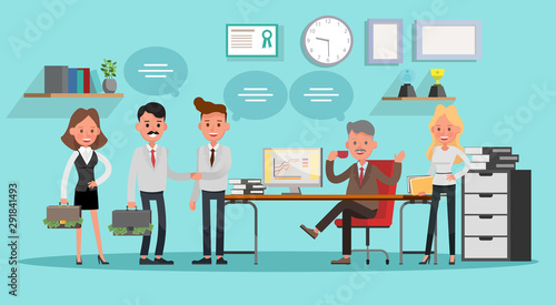 business people working in office vector character design no16