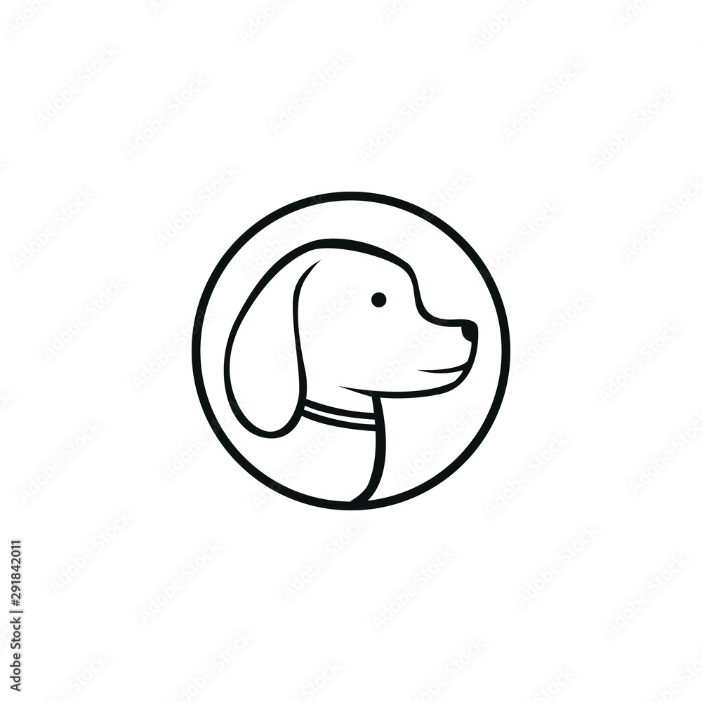 circle dog face logo. dog line art illustration. doggy shop logo circle dog face logo. dog line art illustration. doggy shop logo