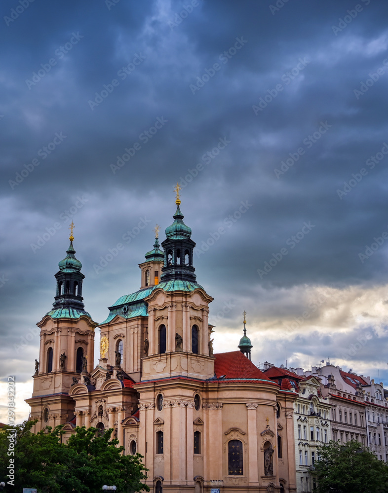The Church of Saint Nicholas located in the Old Town Square in Prague, Czech Republic.