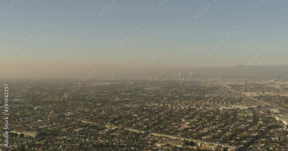Aerial shot, day, extreme distant view of los angeles and downtown, drone Aerial shot, day, extreme distant view of los angeles and downtown, drone