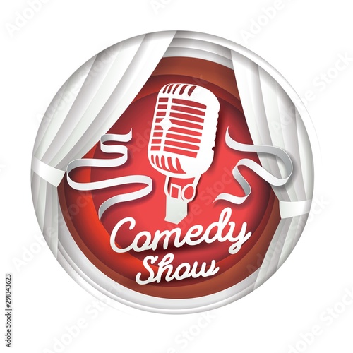 Comedy show, vector illustration in paper art style