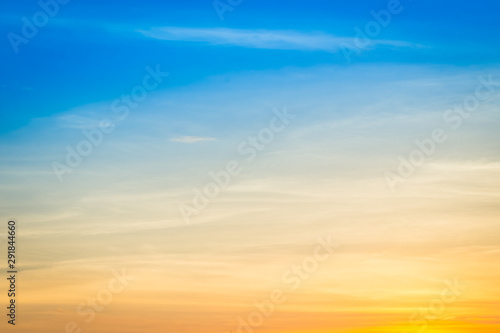 sunset sky with colorful sunlight on cloud fluffy in the evening