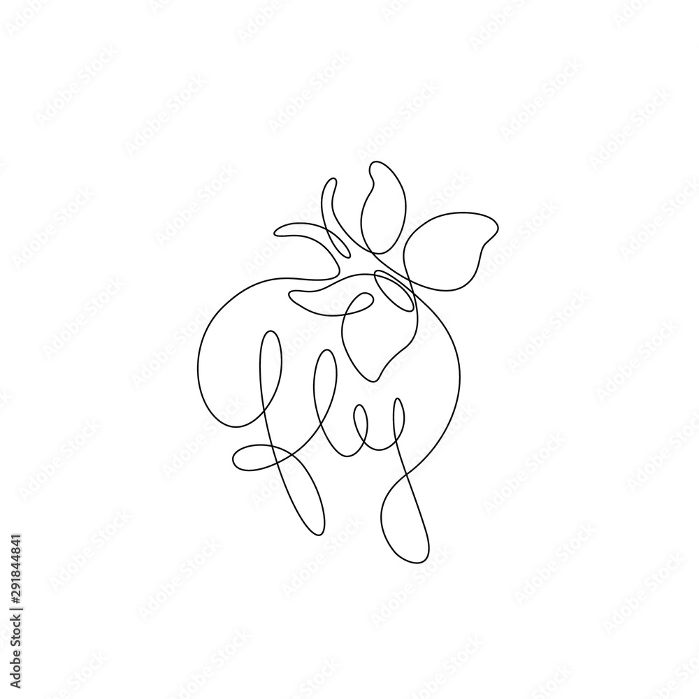 Whitefly Lettering Fly inscription with a butterfly continuous line drawing, hand ...