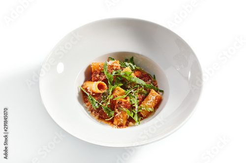 Tasty rigatoni with bolognese sauce