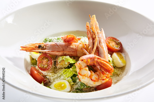 Delicious caesar with argentinian shrimps