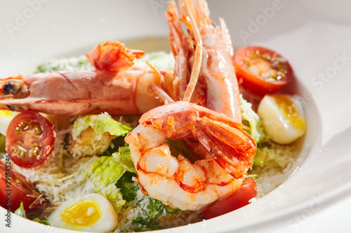 Delicious caesar with argentinian shrimps