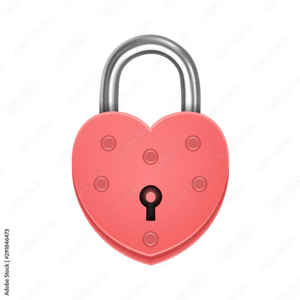 Heart shaped padlock. Valentines day love concept. 3D Vector Illustration, EPS 10 format Heart shaped padlock. Valentines day love concept. 3D Vector Illustration, EPS 10 format