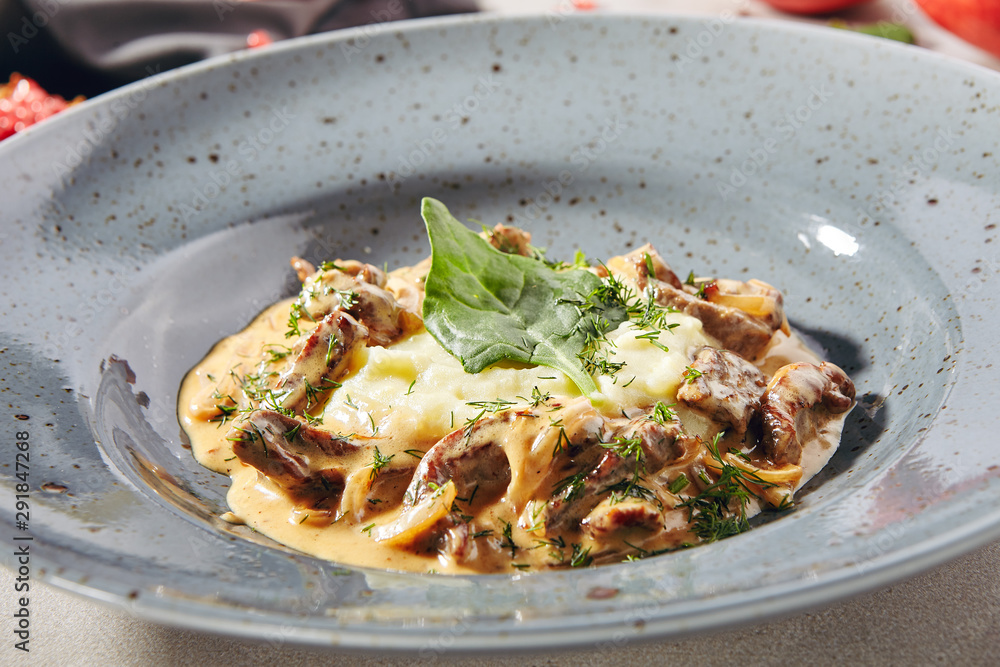 Classic Russian beef stroganoff or beef stroganov Classic Russian beef stroganoff or beef stroganov