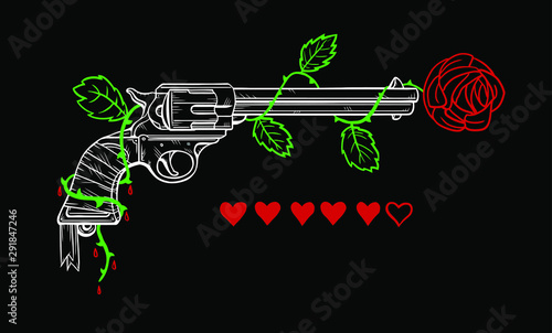 guns and roses illustration graphic design