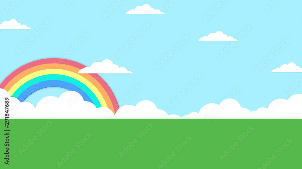 Abstract kawaii Colorful Sky rainbow background. Soft gradient pastel Comic graphic. Concept for wedding card design or presentation