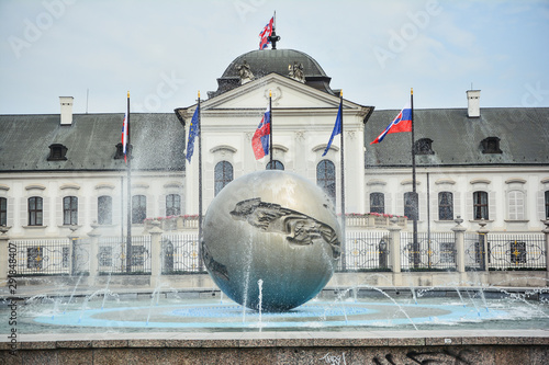 Canvas Print water fountain in bratislava slovakia