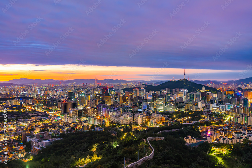 Seoul City at Night,The best view of Seoul,South Korea.