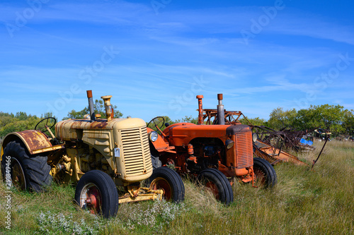 two tractors in a row