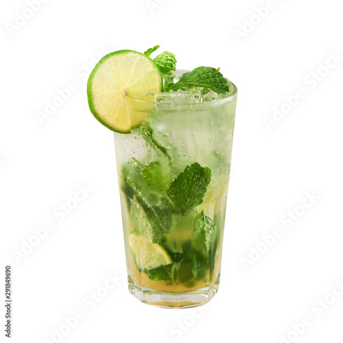 Mojito cocktail  Classic cocktail  isolated on white background  with clipping path     