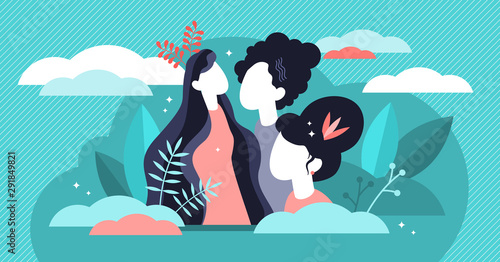 Hairstyle vector illustration. Flat tiny female face fashion person concept