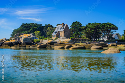 Incredible landscape on the island Renote in Tregastel. Brittany. France