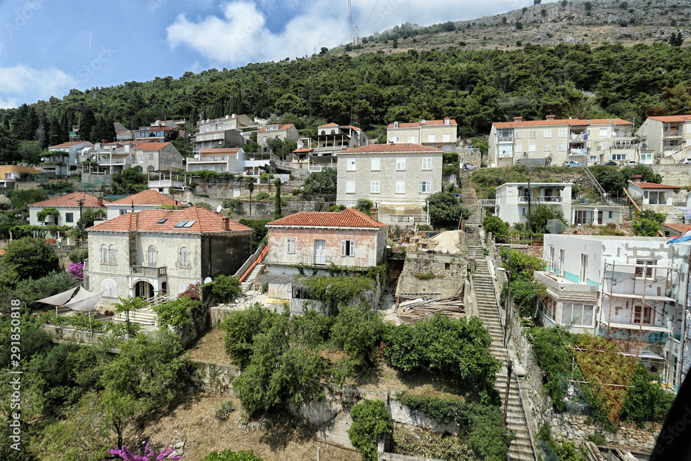 Houses on the hillside in mediterrenean area