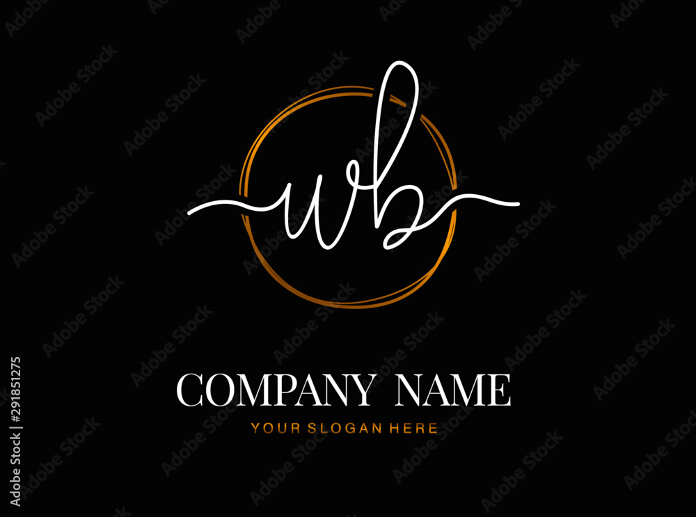 W B WB Initial handwriting logo design with circle. Beautyful design handwritten logo for fashion, team, wedding, luxury logo. W B WB Initial handwriting logo design with circle. Beautyful design handwritten logo for fashion, team, wedding, luxury logo.