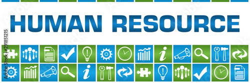 Human Resource Green Blue Box Grid Business Symbols 