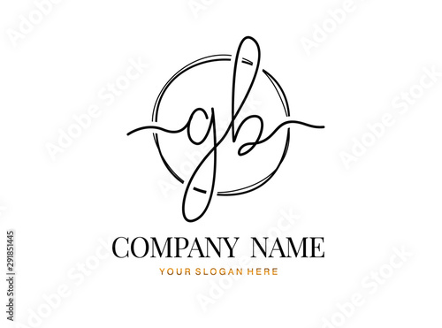 G B GB Initial handwriting logo design with circle. Beautyful design handwritten logo for fashion, team, wedding, luxury logo.