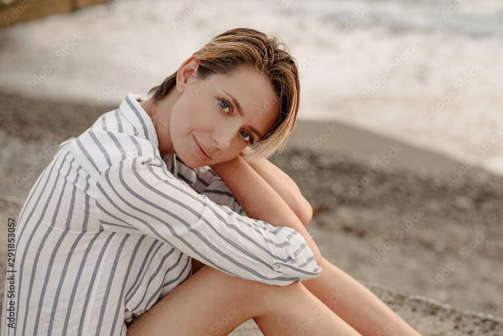 Portrait of pretty woman at the seaside Portrait of pretty woman at the seaside