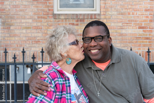Church members visiting outside the church