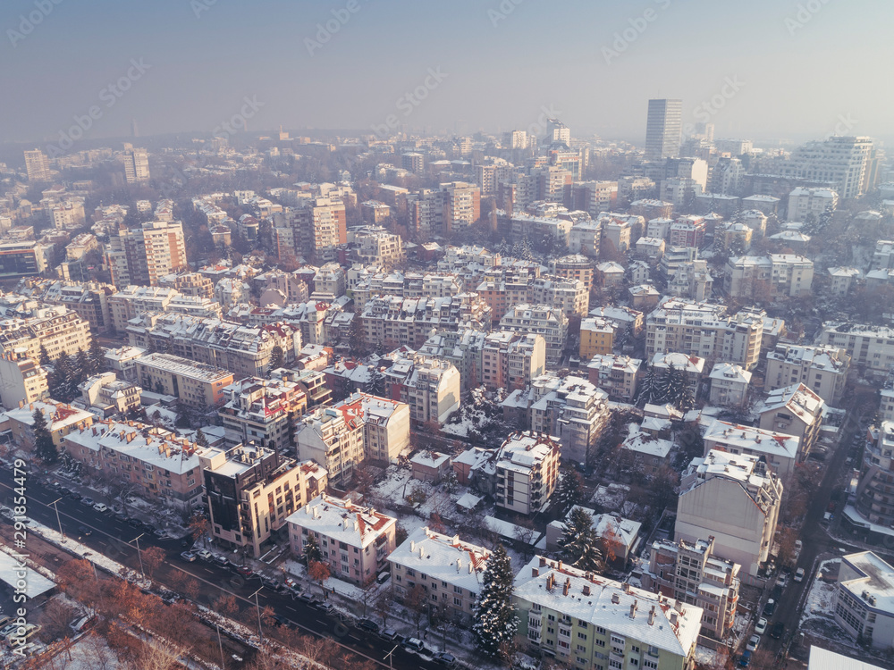 Aerial panorama above the city of Sofia, Bulgaria Aerial panorama above the city of Sofia, Bulgaria