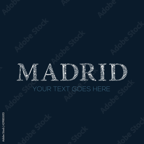 Creative English calligraphy , Shaped by Arabic Calligraphy Letters , Vector illustration design ,( Madrid)