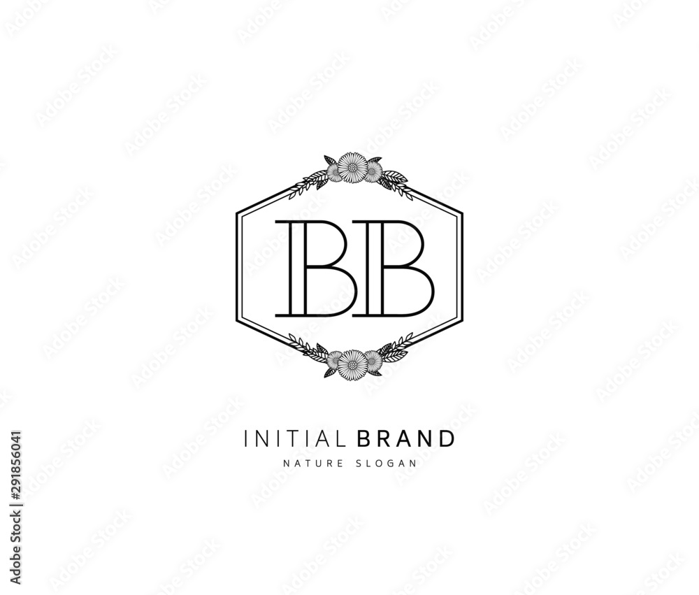 B BB Beauty vector initial logo, handwriting logo of initial signature, wedding, fashion, jewerly, boutique, floral and botanical with creative template for any company or business.